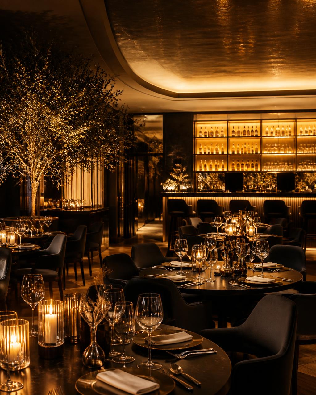 Sfeervol gedekte tafel in een fine dining restaurant
